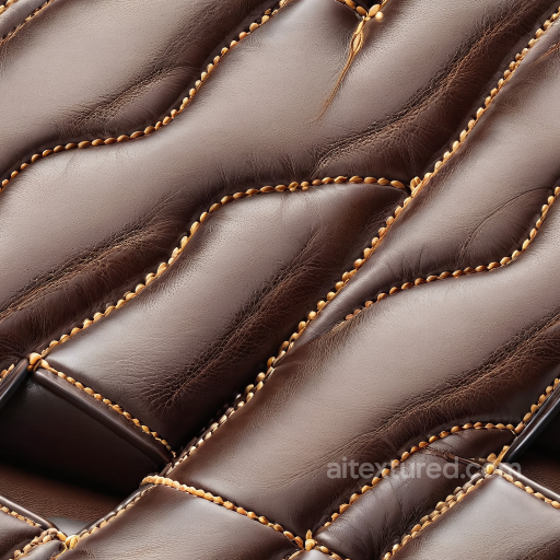 Dark Brown Padded Leather PBR Texture with Detailed Stitching and Wrinkles seamless Leather PBR texture