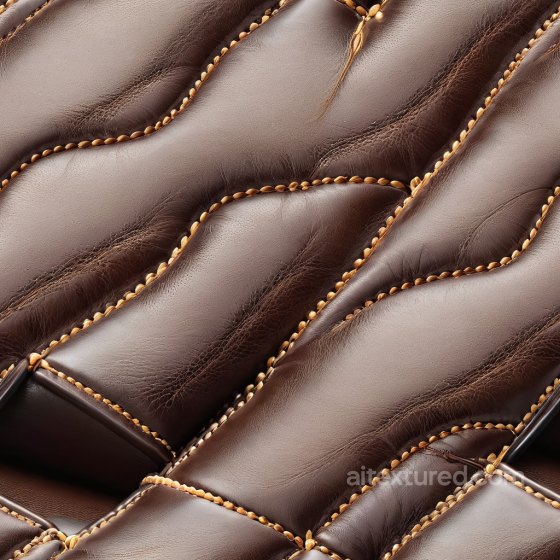 Dark Brown Padded Leather PBR Texture with Detailed Stitching and Wrinkles Leather texture preview