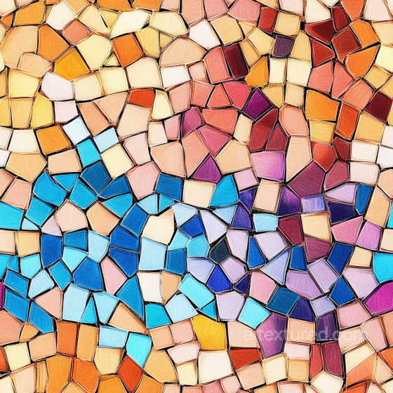 Mosaic PBR Texture Featuring Hand-Painted Multicolor Ceramic Tiles Mosaic texture preview