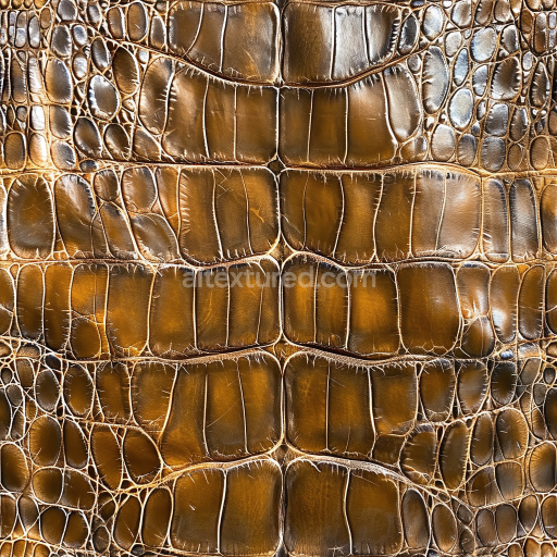 Seamless 3D PBR Texture of Glossy Brown Crocodile Leather Skin with Large Scales