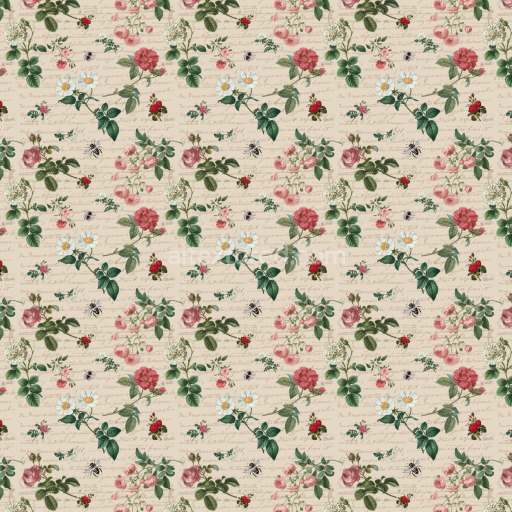 Seamless 3D PBR Texture of Vintage Wild Flower Floral Fabric Pattern