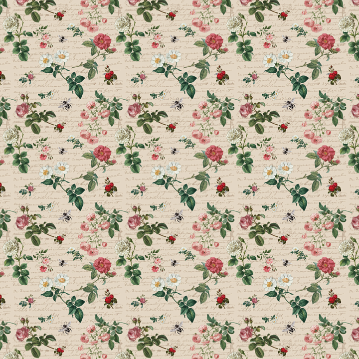 Vintage Wild Flower Floral Fabric Pattern seamless PBR texture preview