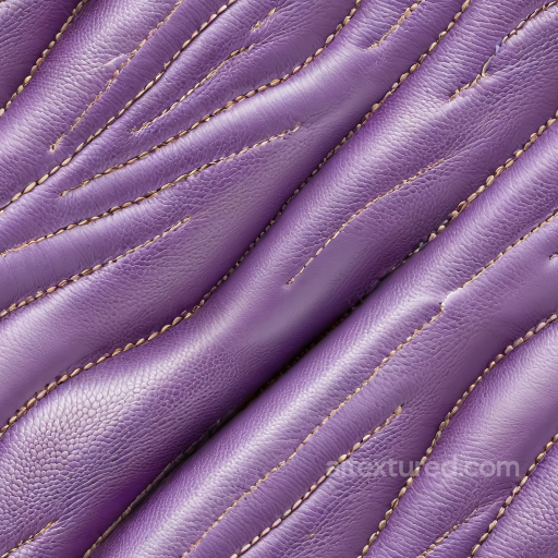 Purple Pebbled Leather PBR Texture Featuring Stitched and Padded Panels seamless Leather PBR texture