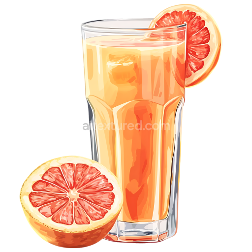 Bright Grapefruit Juice Breakfast Glass Illustration with Citrus Slices