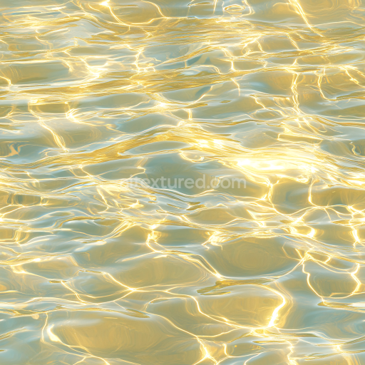 Seamless 3D PBR Water Texture with Golden Reflective Surface and Calm Ripples