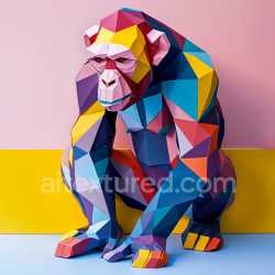 seamless Seamless 3D PBR Texture Featuring Low-Poly Bonobo with Bold Color Blocks texture 8k free download PBR