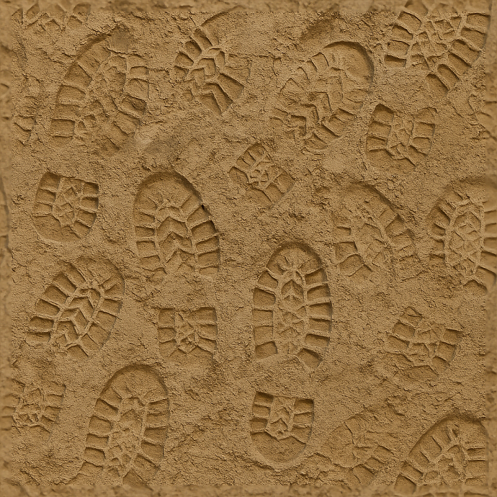 Of Muddy Footprints On Compact Soil Surface seamless PBR texture preview
