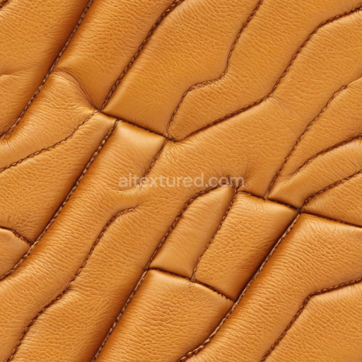 Seamless 3D Quilted Light Brown Leather PBR Texture with Detailed Grain and Raised Panels