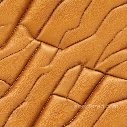 Quilted Light Brown Leather PBR Texture with Detailed Grain and Raised Panels seamless Leather PBR texture