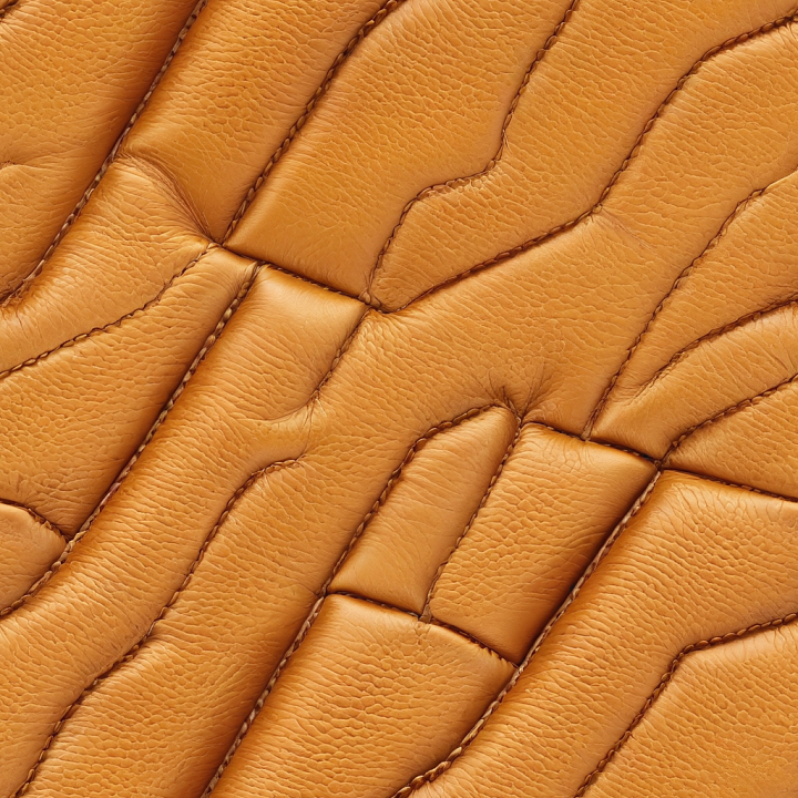 Quilted Light Brown Leather with Detailed Grain and Raised Panels seamless PBR texture preview