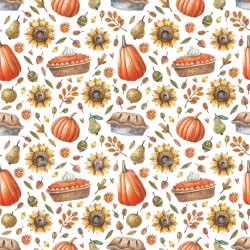 seamless Seamless 3D PBR Texture of Watercolor Autumn Harvest Elements Pattern texture 8k free download PBR