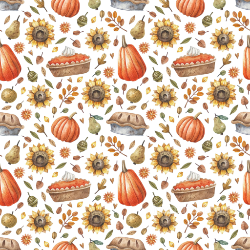 Thanksgiving Texture of Watercolor Autumn Harvest Elements Pattern seamless Thanksgiving PBR texture