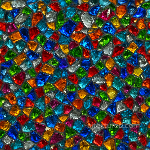 Mosaic Crushed Glass With Reflective Shards And Colorful Pieces seamless Mosaic PBR texture
