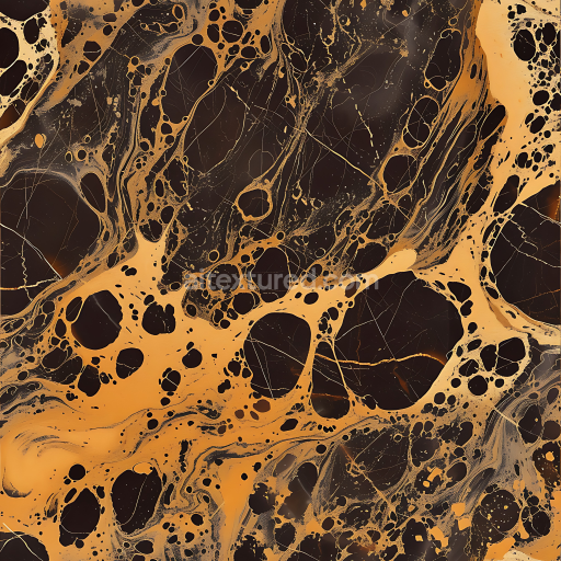 Seamless 3D Chocolate Brown and Gold Marble PBR Texture with Fluid Vein Patterns