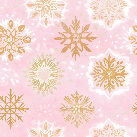 Digital Paper Texture with Gold Snowflake Patterns on Pink All Christmas Digital paper texture preview