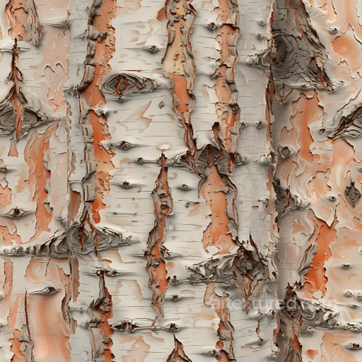 Birch Bark PBR Texture Featuring Peeling and Layered Wood Surface seamless Wood PBR texture