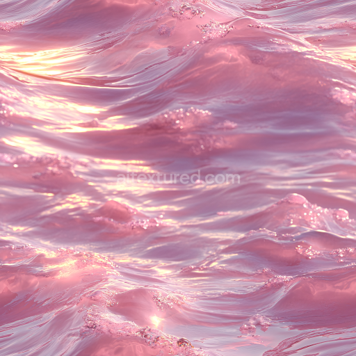 Seamless 3D PBR Texture of Stylized Pink Ocean Water with Soft Waves and Crystal Foam