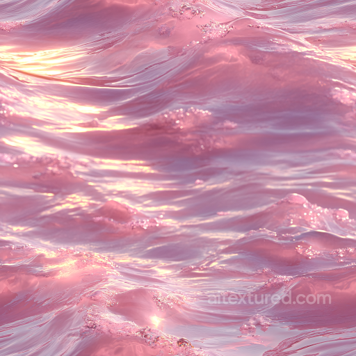 Stylized Pink Ocean Water Seamless Texture with Soft Waves and Crystal Foam seamless Water PBR texture