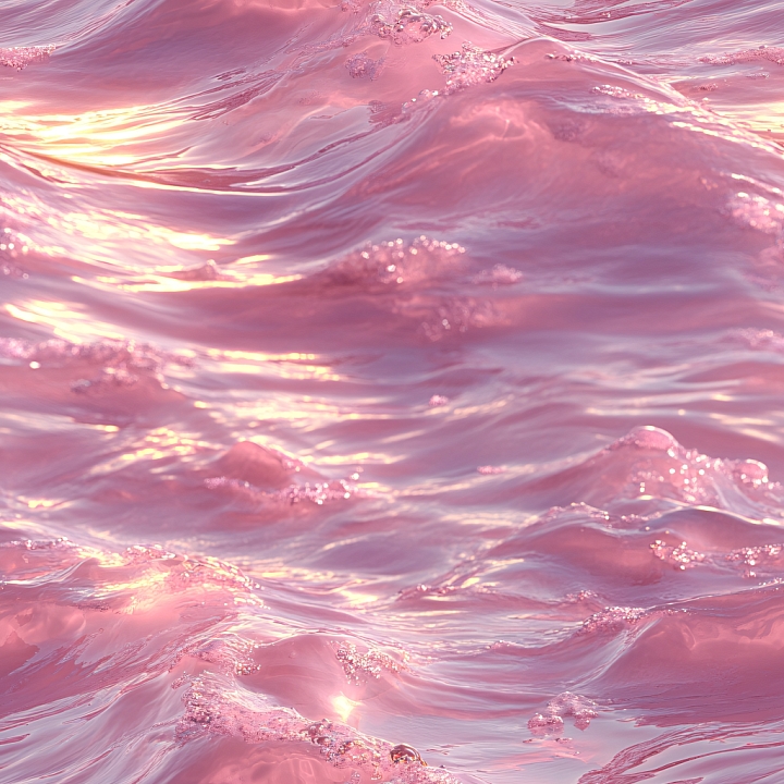 Stylized Pink Ocean Water with Soft Waves and Crystal Foam seamless PBR texture preview