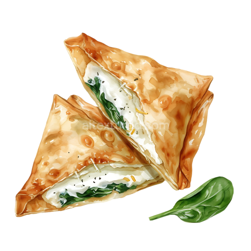 Breakfast Bourekas with Cheese and Spinach Illustration PNG