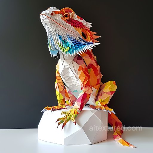 Animal - Seamless 3D PBR Texture of Bearded Dragon Origami Style Colorful Scales texture preview
