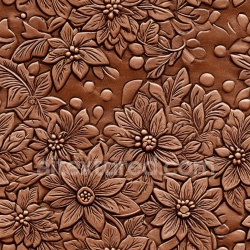 seamless Seamless 3D Embossed Floral Brown Leather PBR Texture with Detailed Grain texture 8k free download PBR