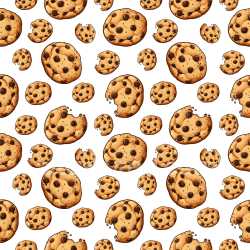 Pattern Bundle - Seamless 3D Pattern PBR Texture Featuring Chocolate Chip Cookies on White Background texture preview