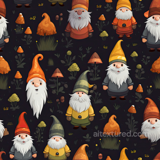 Digital Paper Texture Featuring Cartoon Easter Gnomes And Mushrooms seamless All Easter Digital paper PBR texture