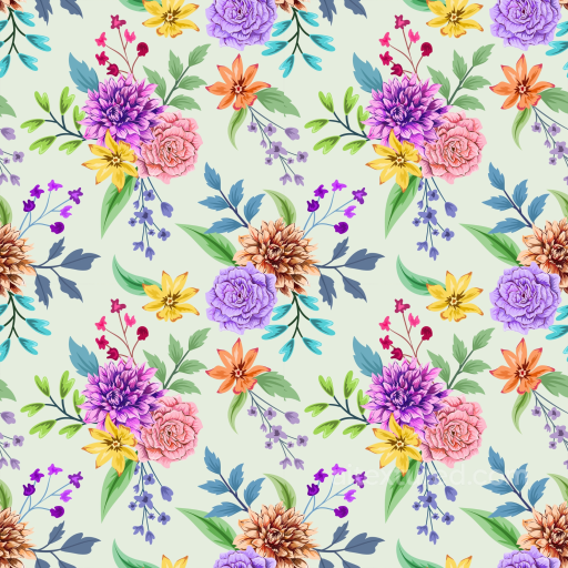 Floral Pattern Texture Featuring Colorful Detailed Flowers seamless Floral PBR texture