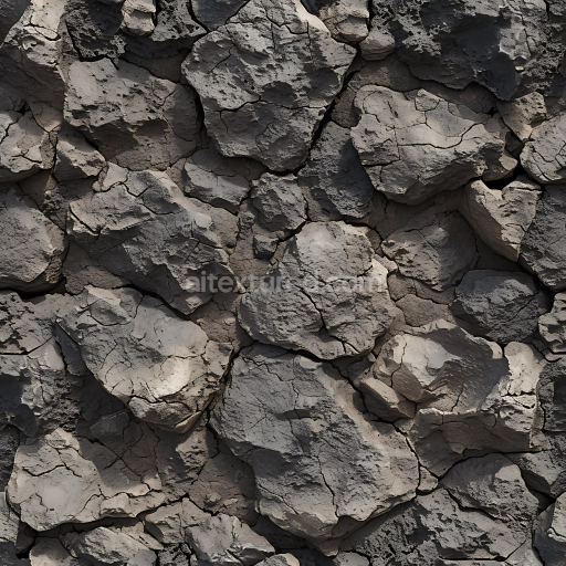 Seamless 3D Cracked Dry Stone Ground PBR Texture with Rough Surface