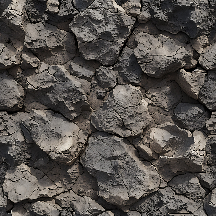 Cracked Dry Stone Ground with Rough Surface seamless PBR texture preview