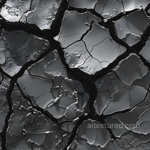cracked and broken metal PBR texture with jagged fractures and dark tones seamless Cracked & Holes PBR texture