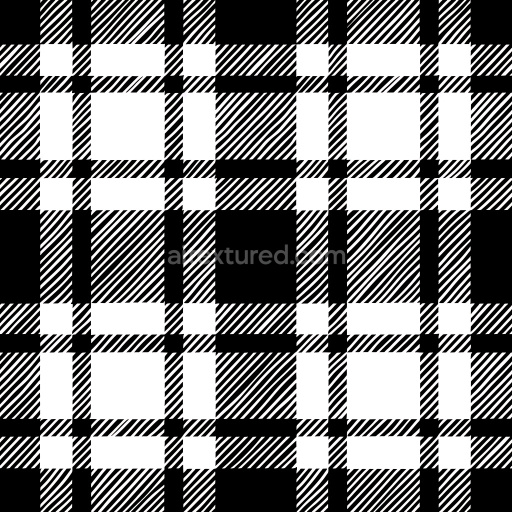 Seamless 3D PBR Texture Featuring Black and White Diagonal Striped Plaid Pattern