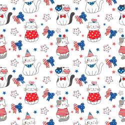Pattern Bundle - Seamless 3D Pattern PBR Texture Featuring Cartoon Cats with Patriotic Stars and Stripes texture preview