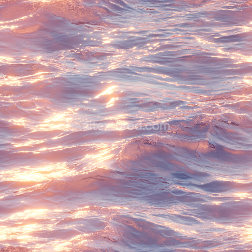 Seamless 3D Water PBR Texture Featuring Soft Sunset-Tinted Wavy Surface