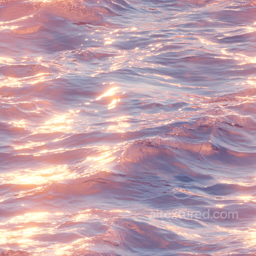 Water PBR Texture Featuring Soft Sunset-Tinted Wavy Surface seamless Water PBR texture