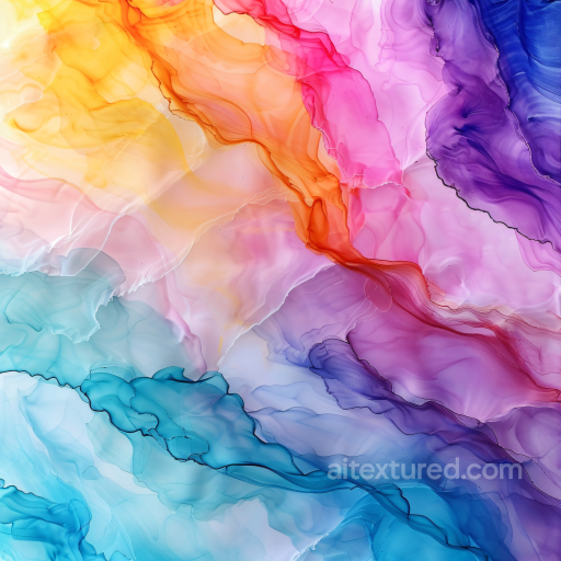 Alcohol Ink PBR Texture Featuring Multicolor Fluid Waves and Soft Transitions seamless Alcohol ink PBR texture