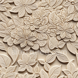 seamless Seamless 3D embossed floral leather PBR texture in beige texture 8k free download PBR