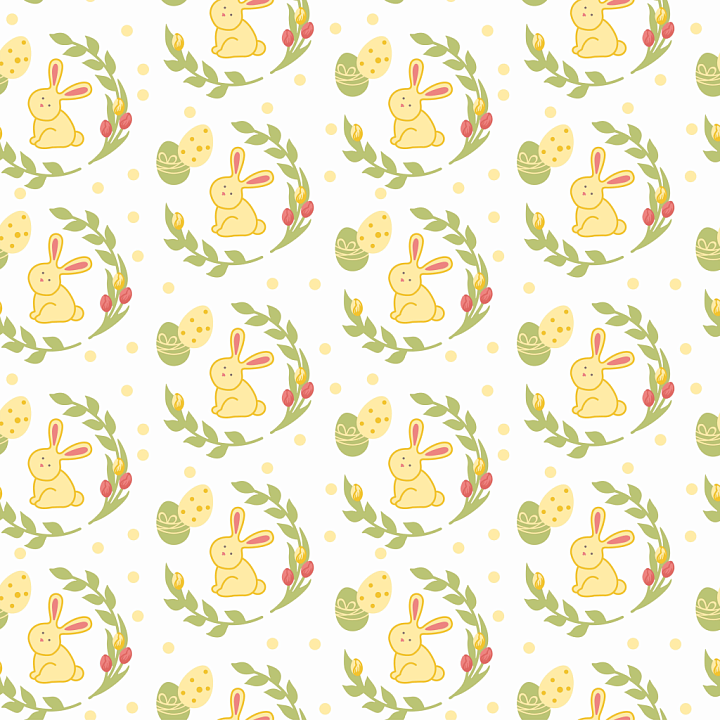 All Christmas Digital paper of Cute Yellow Bunny and Easter Eggs Digita… seamless PBR texture preview