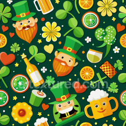seamless Seamless 3D PBR Digital Paper Texture with St Patrick Themed Cartoon Icons texture 8k free download PBR