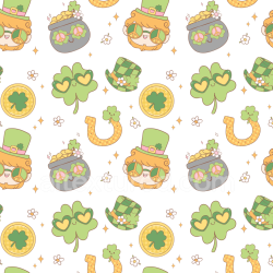 seamless Seamless 3D PBR St Patrick cartoon pattern digital paper texture texture 8k free download PBR