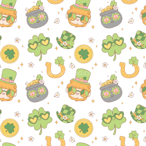 Seamless 3D PBR St Patrick cartoon pattern digital paper texture
