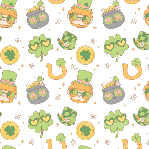 St Patrick Cartoon Pattern Digital Paper Texture seamless St patrick digital paper bundle PBR texture