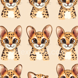 seamless Seamless 3D PBR Leopard Print Fabric Texture with Cute Cartoon Cats texture 8k free download PBR