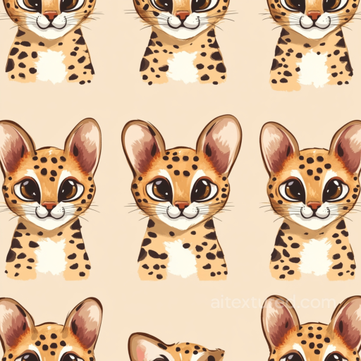 Leopard Print Fabric Texture with Cute Cartoon Cats seamless Leopard Print PBR texture
