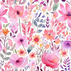 seamless Seamless 3D PBR Texture - Soft Pink Watercolor Floral Fabric Pattern texture 8k free download PBR