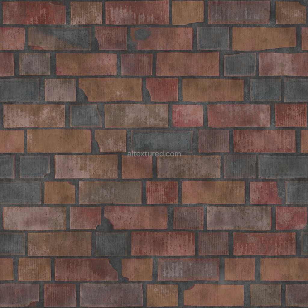 Seamless PBR brick texture with detailed color variations