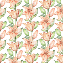 seamless Seamless 3D PBR Wild Flower Texture Featuring Peach Lilies and Green Leaves texture 8k free download PBR