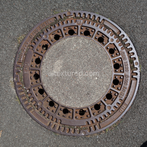 Preview — High-Resolution Rusty Cast Iron Manhole Cover Texture for PBR