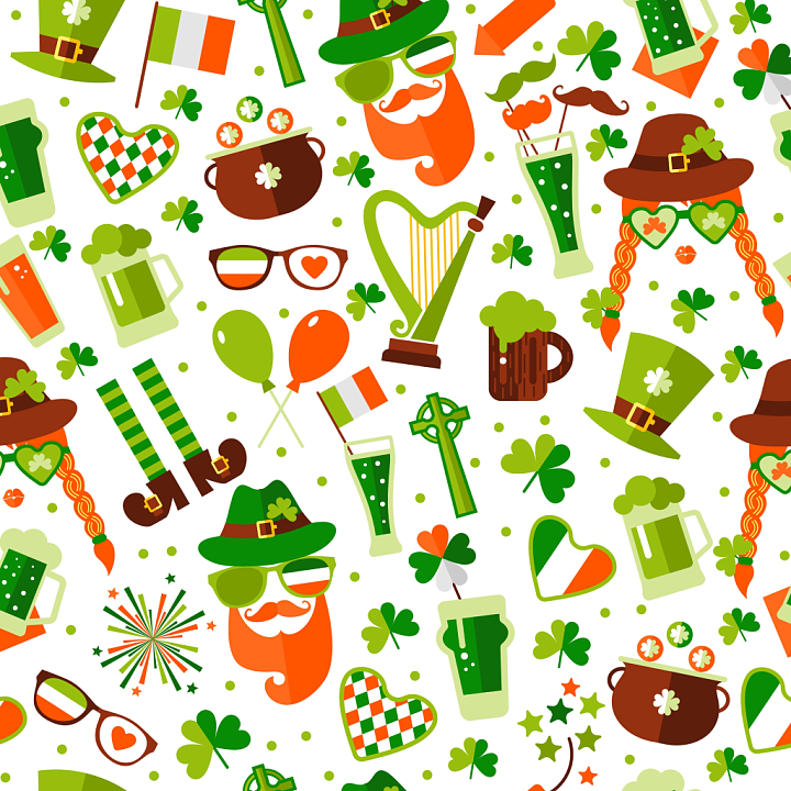 Featuring Colorful St Patrick Digital Paper Elements seamless PBR texture preview